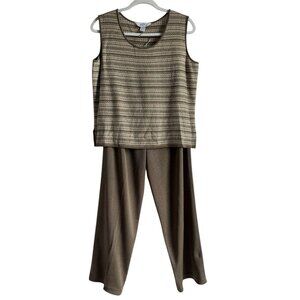 Ming Wang 2pc Cami Pant Set Women’s Large‎ Light Brown Acrylic Stretchy Comfort